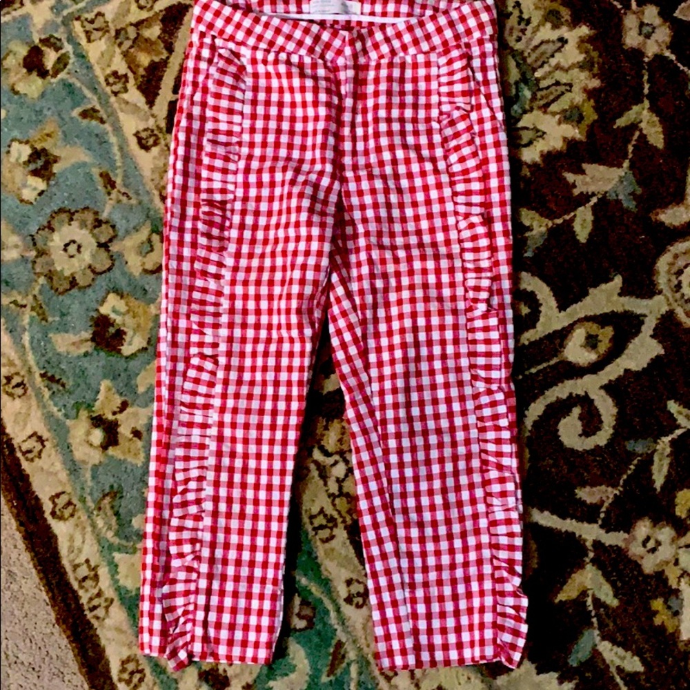 Zara, Red & White plaid casual pants, 8 Girls.